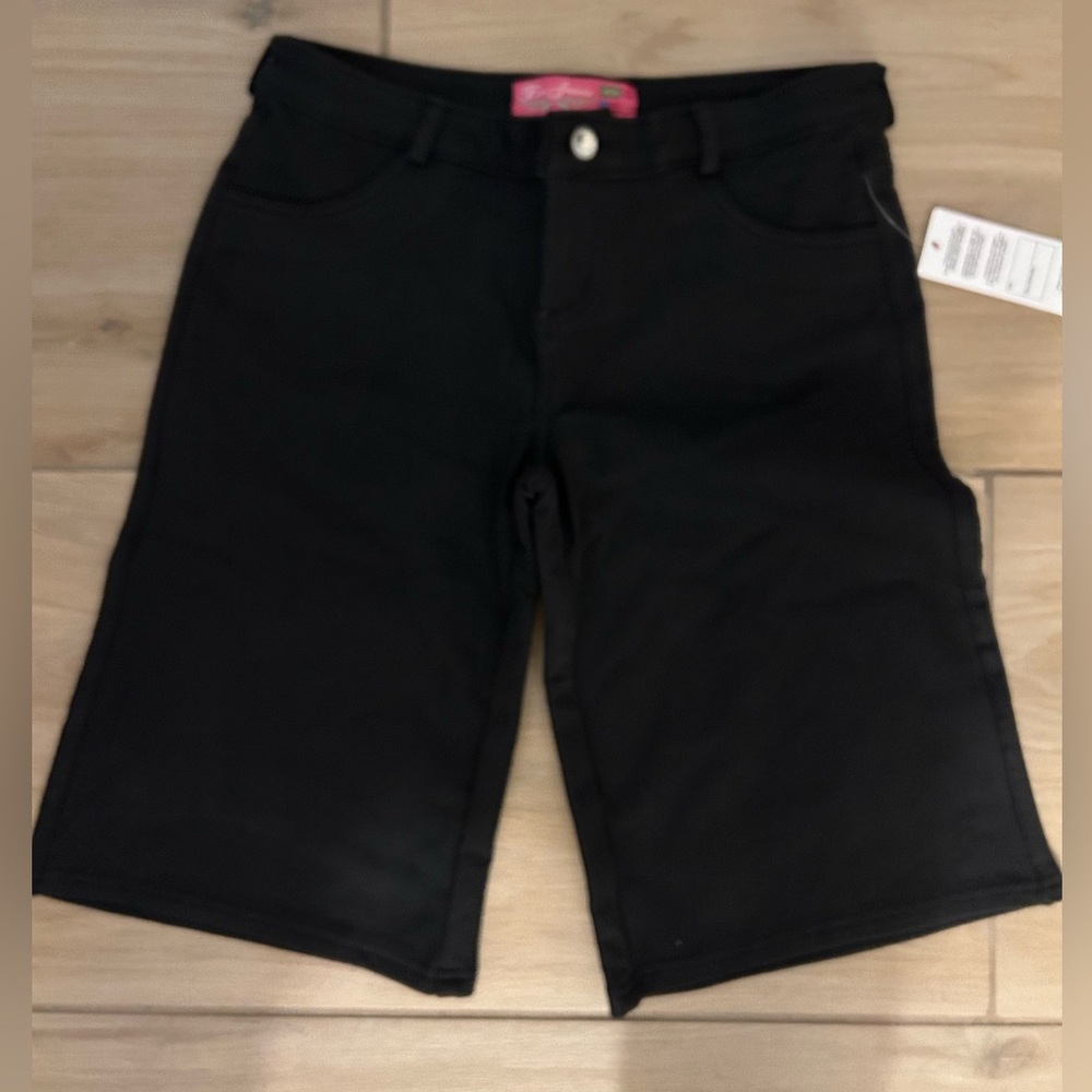 NEW Black Womens Stretch Cotton Blend Shorts 26” Waist 12” inseam
